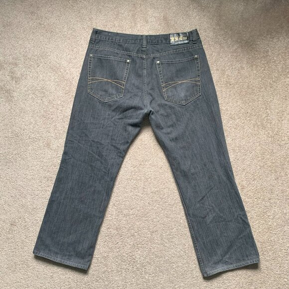 Y2K Emo Mall Goth Style Baggy Grey Gold Jeans - Picture 1 of 6